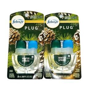 Febreze‎ Limited Edition Winter Spruce Scented Oil Refill (2) New .87 fl oz each